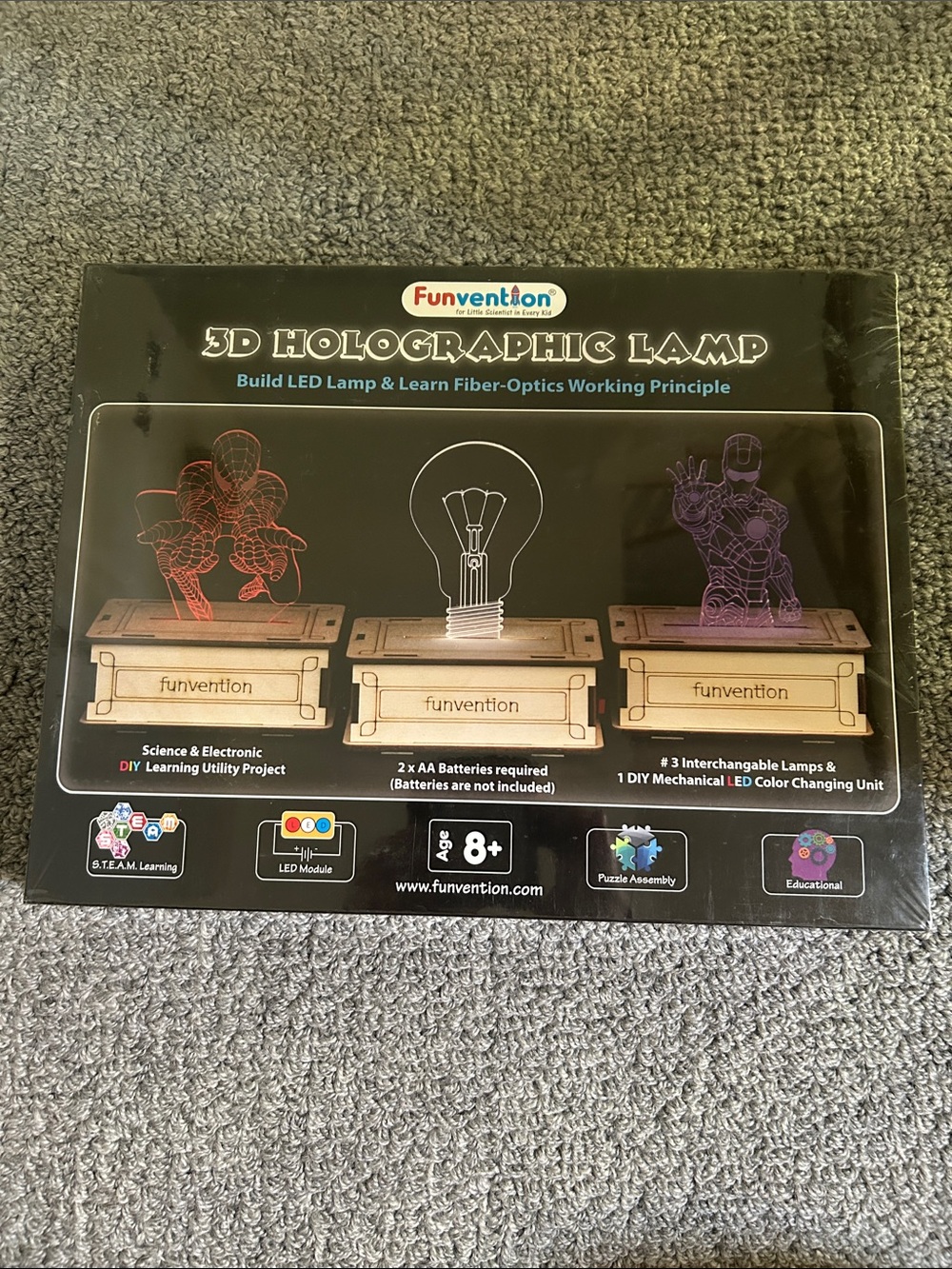 3D Holographic Lamp Kit - Black Box with LED Color Changing Unit